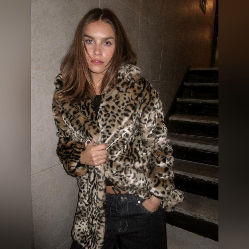 NWT ZARA FAUX FUR ANIMAL PRINT COAT Leopard Tiger